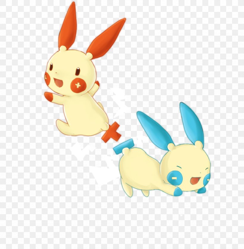 Rabbit Minun Plusle Pokémon Evolution, PNG, 884x903px, Rabbit, Animal Figure, Cartoon, Deoxys, Deviantart Download Free