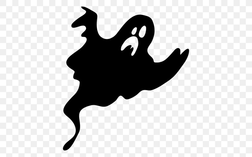 Silhouette Ghost Graphic Design, PNG, 512x512px, Silhouette, Black, Black And White, Fictional Character, Ghost Download Free