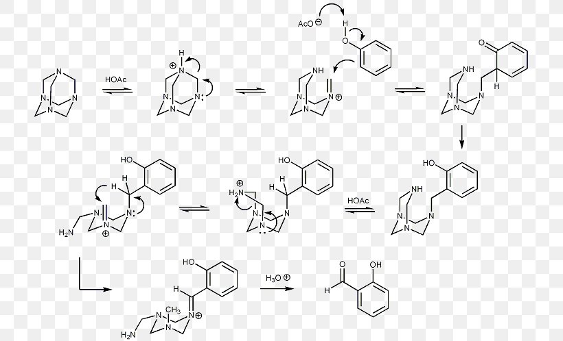 Duff Reaction Formylation Reaction Methenamine Chemical Reaction Organic Chemistry, PNG, 723x498px, Formylation Reaction, Acylation, Aldehyde, Area, Aromatic Compounds Download Free