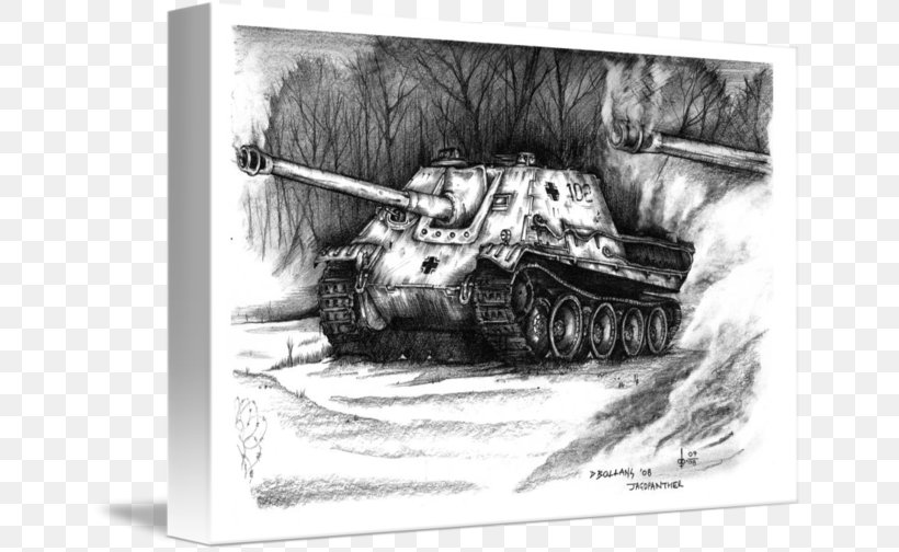 Tank Destroyer Drawing Second World War Jagdpanther, PNG, 650x504px, Tank, Artwork, Black And White, Combat Vehicle, Drawing Download Free