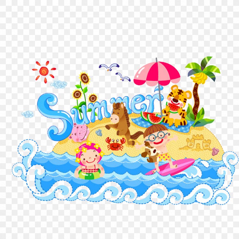 Summer Cartoon Illustration, PNG, 1000x1000px, Summer, Animation, Art, Cartoon, Child Download Free