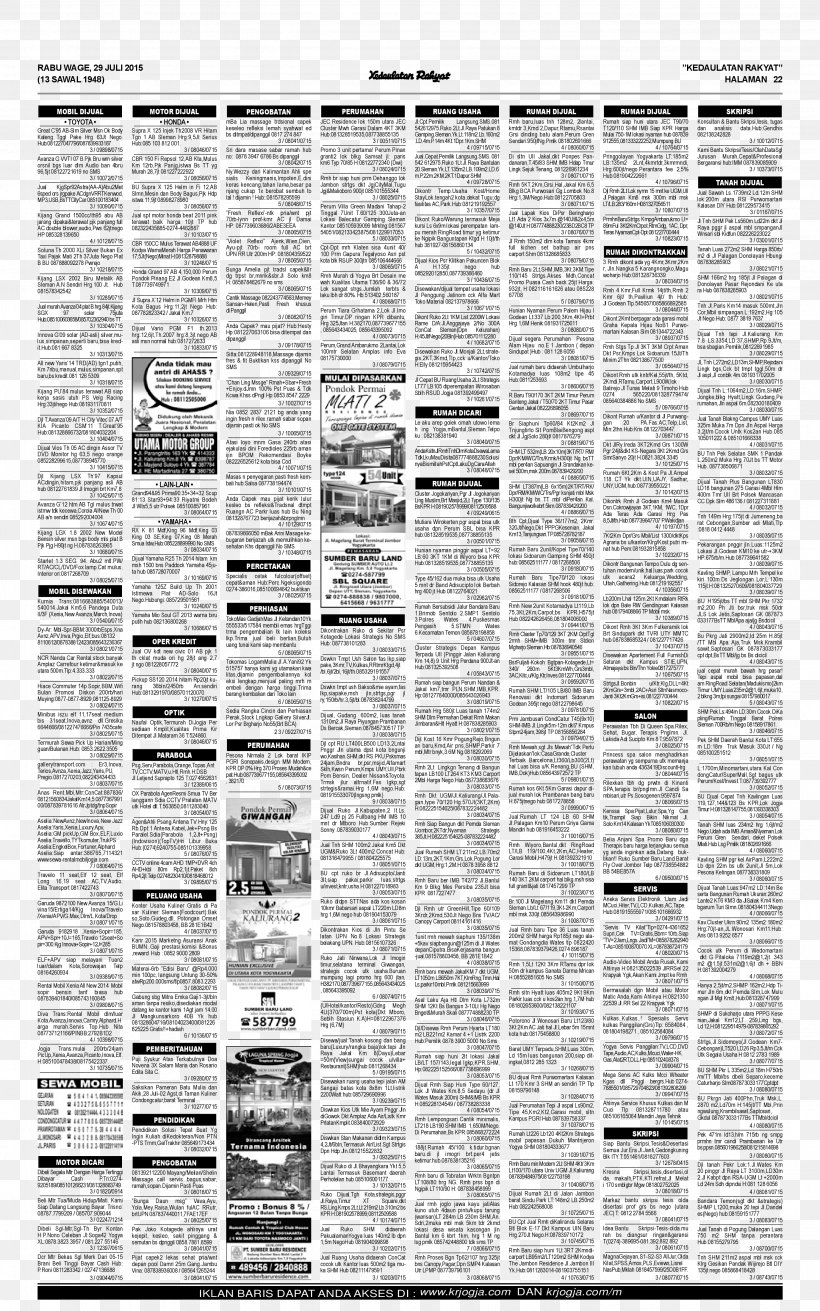 Kedaulatan Rakyat Classified Advertising Newspaper Massage, PNG, 2756x4408px, Advertising, Area, Black And White, Central Jakarta, Classified Advertising Download Free
