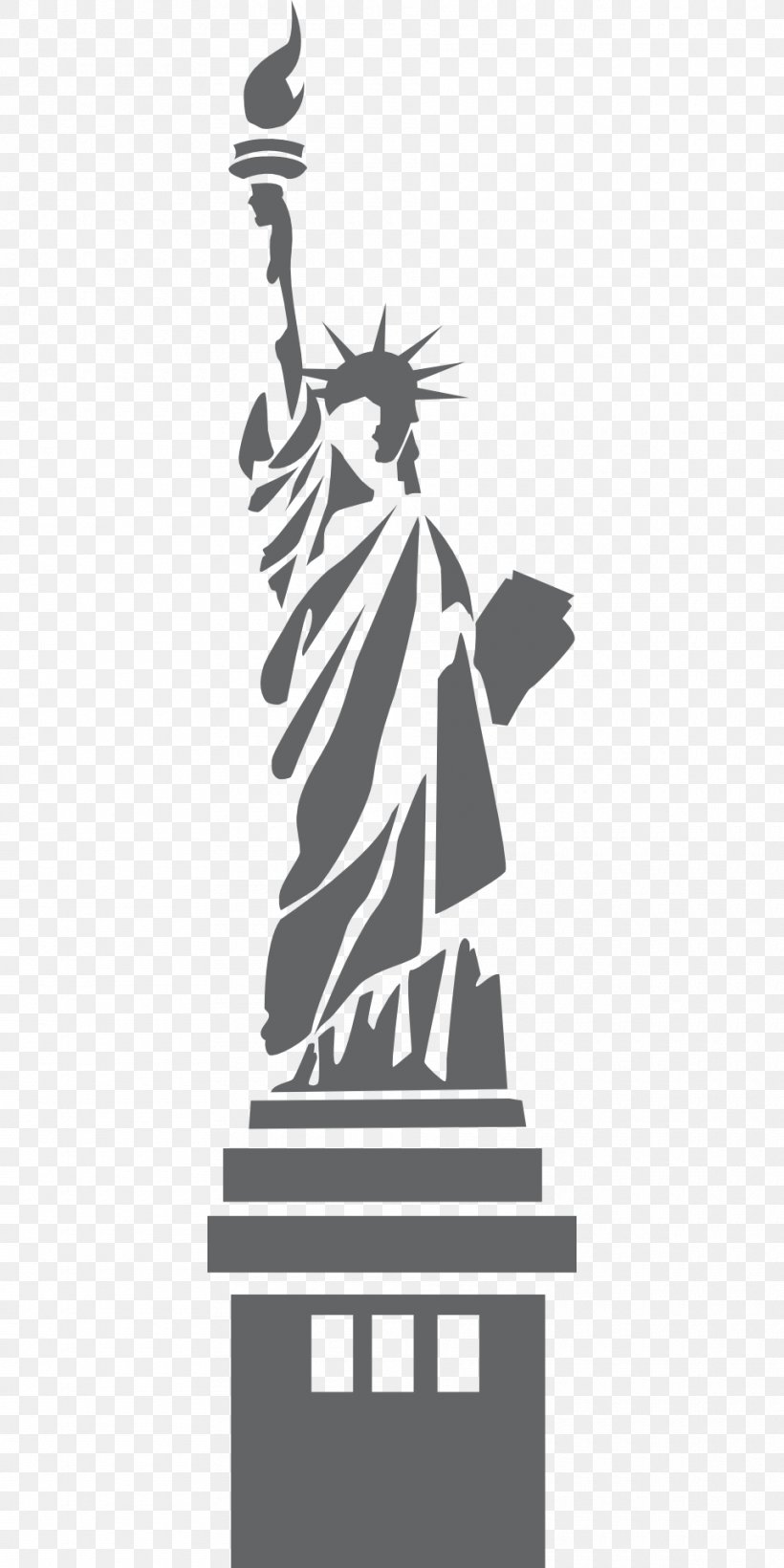 Statue Of Liberty Clip Art, PNG, 960x1920px, Statue Of Liberty, Black And White, Drawing, Landmark, Monochrome Download Free
