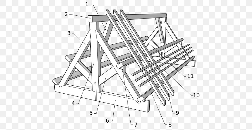 Timber Roof Truss Framing Gable Roof Building, PNG, 640x422px, Roof, Black And White, Building, Domestic Roof Construction, Dormer Download Free