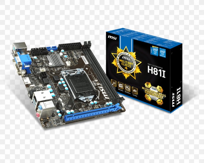 Intel LGA 1150 Motherboard MSI H81I Mini-ITX, PNG, 1024x819px, Intel, Central Processing Unit, Circuit Component, Computer, Computer Component Download Free
