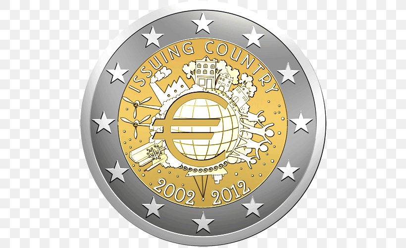 European Union 2 Euro Coin 2 Euro Commemorative Coins Euro Coins, PNG, 500x500px, 2 Euro Coin, 2 Euro Commemorative Coins, 10 Euro Note, European Union, Austrian Euro Coins Download Free