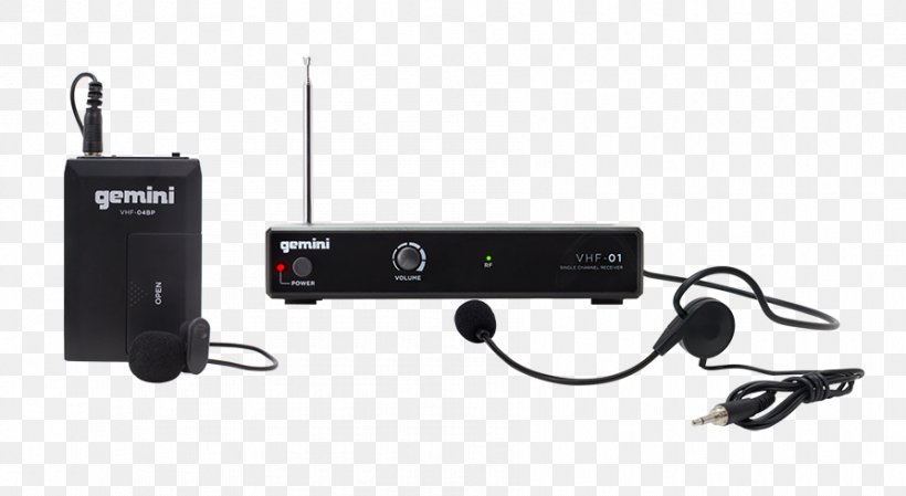 Wireless Microphone Headset Lavalier Microphone Gemini VHF Series VHF-01HL Professional Audio DJ Equimpent, PNG, 893x490px, Microphone, Audio Equipment, Audio Receiver, Beltpack, Electronic Device Download Free