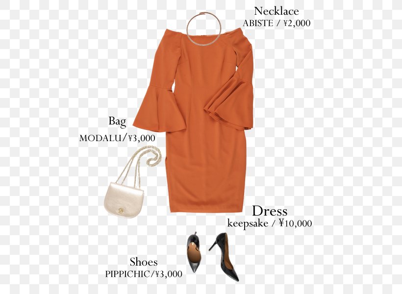 Dress Shoulder Sleeve, PNG, 500x600px, Dress, Neck, Orange, Peach, Shoulder Download Free