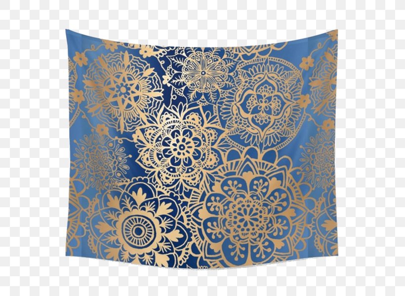 Tapestry Mandala Wall Textile Pattern, PNG, 600x600px, Tapestry, Blue, Cobalt Blue, Gold, Hippie Download Free