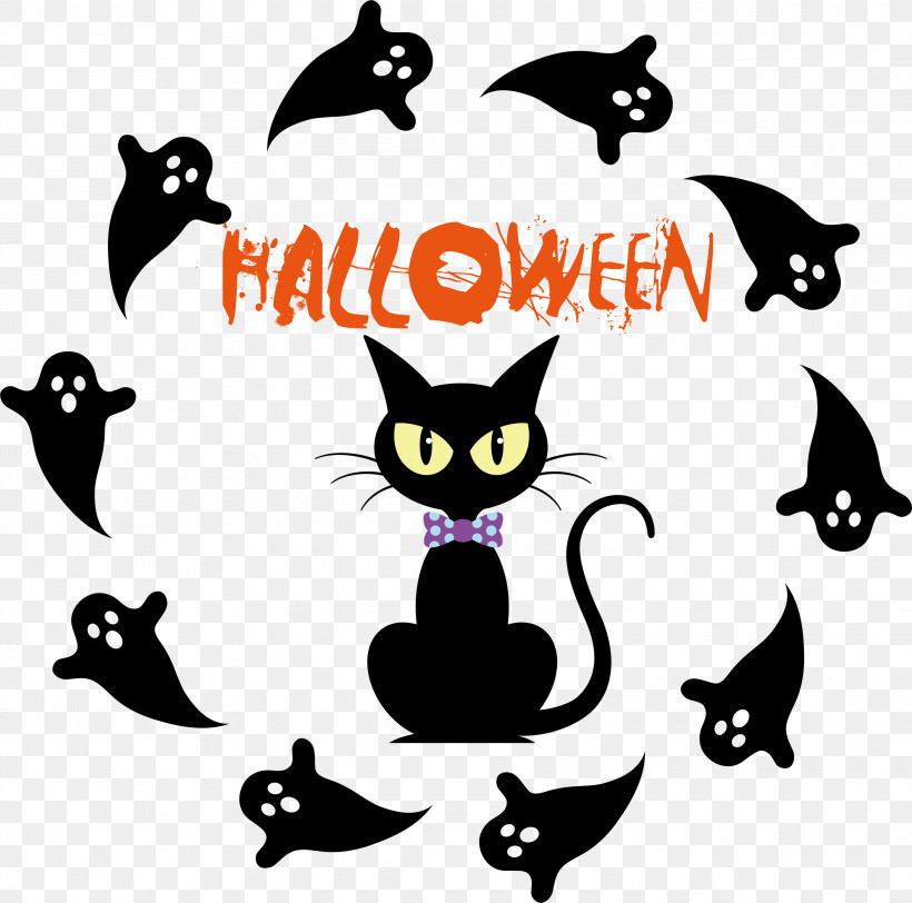 Happy Halloween, PNG, 3000x2971px, Happy Halloween, Black Cat, Cat, Fairy, Kitten Download Free