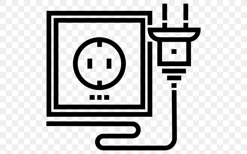 Black And White Sign Smiley, PNG, 512x512px, Electronics, Ac Power Plugs And Sockets, Area, Black And White, Brand Download Free