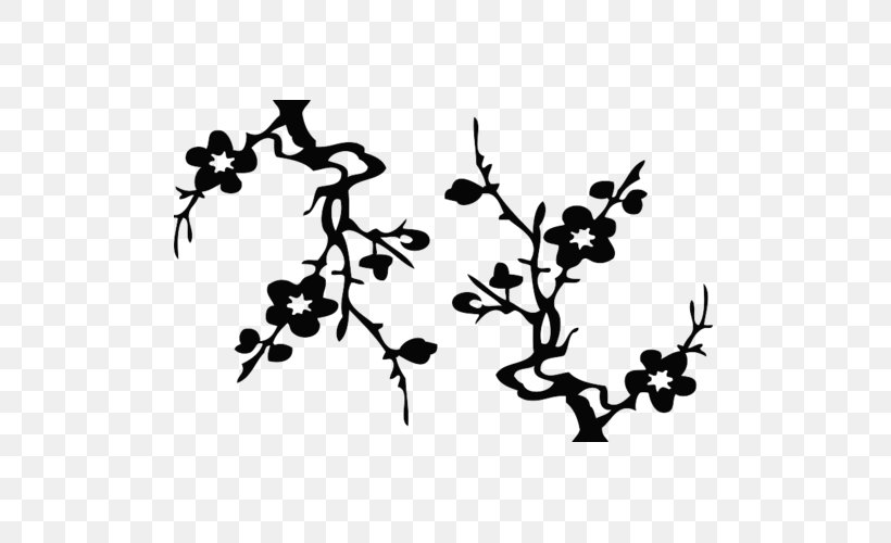 Twig Clip Art Sticker Plant Stem Leaf, PNG, 500x500px, Twig, Black And White, Branch, Flora, Flower Download Free