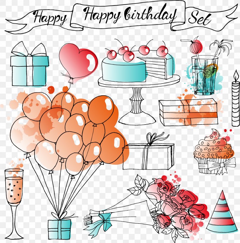 Vector Birthday Celebration Color Decoration, PNG, 1804x1830px, Birthday Cake, Artwork, Balloon, Birthday, Cartoon Download Free