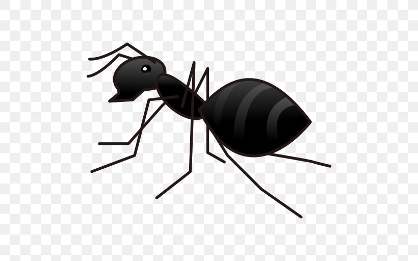 Ant Emoji Sticker Text Messaging Gaggan, PNG, 512x512px, Ant, Arthropod, Beetle, Black And White, Email Download Free