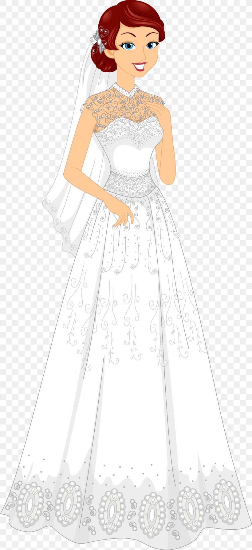 Bride Wedding Dress Euclidean Vector Illustration, PNG, 1178x2570px, Watercolor, Cartoon, Flower, Frame, Heart Download Free