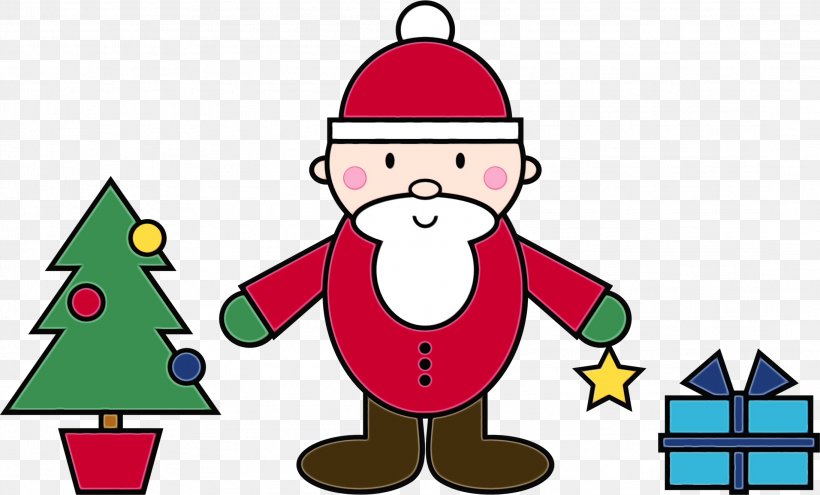 Christmas Tree Line Drawing, PNG, 2188x1322px, Santa Claus, Cartoon, Christmas, Christmas Day, Christmas Eve Download Free