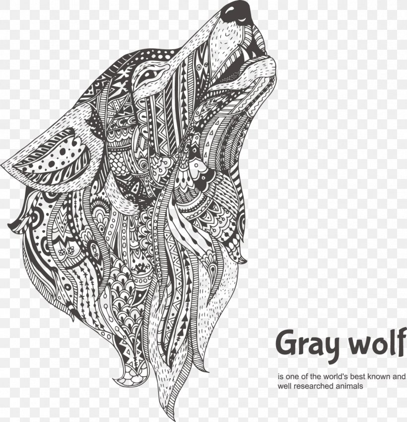 Wolf Coloring Book Drawing Doodle Vector Graphics, PNG, 1181x1224px, Watercolor, Cartoon, Flower, Frame, Heart Download Free