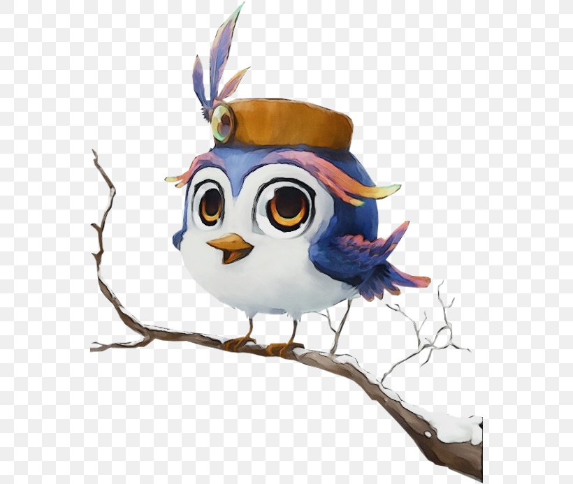 Owl Bird Branch Animation Bird Of Prey, PNG, 564x693px, Watercolor, Animation, Bird, Bird Of Prey, Branch Download Free