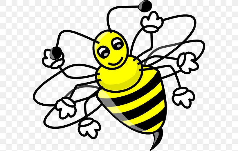 Honey Bee Cartoon Clip Art, PNG, 594x523px, Bee, Artwork, Black And White, Bumblebee, Cartoon Download Free