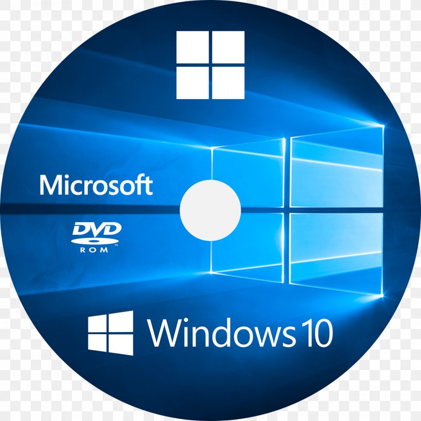 Windows 10 DVD 64-bit Computing Windows 7 Microsoft Windows, PNG, 1600x1600px, 64 Bit Computing, Windows 10, Blue, Brand, Communication Download Free
