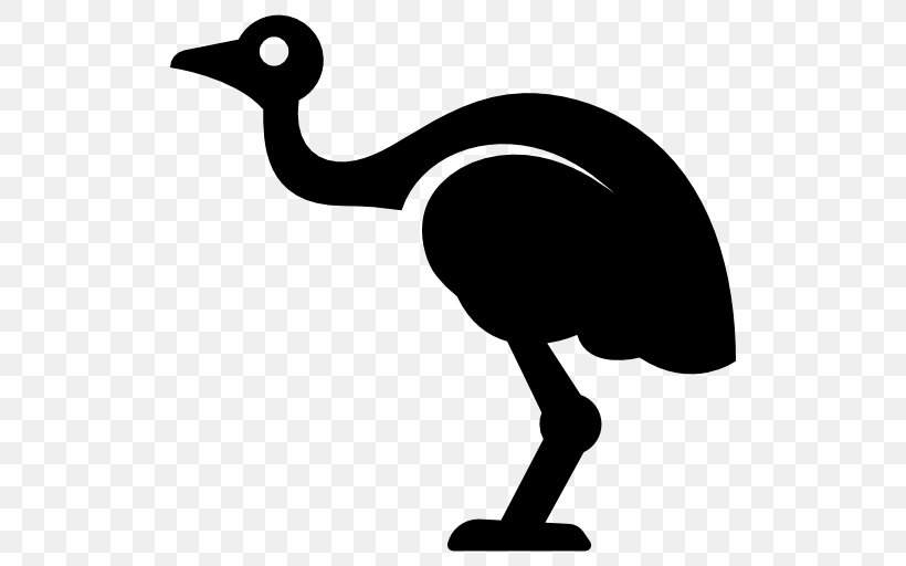 Common Ostrich Bird Emu, PNG, 512x512px, Common Ostrich, Artwork, Beak, Bird, Black And White Download Free