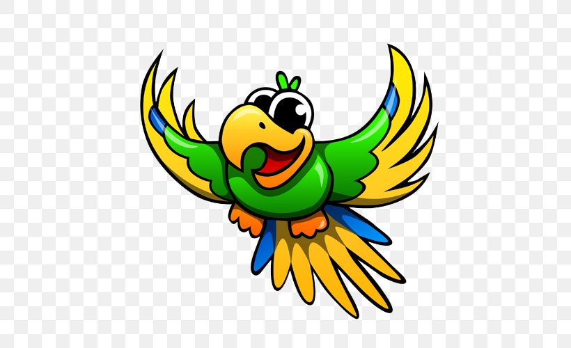 Parrot Cartoon, PNG, 500x500px, Parrot, Art, Artwork, Beak, Bird Download Free