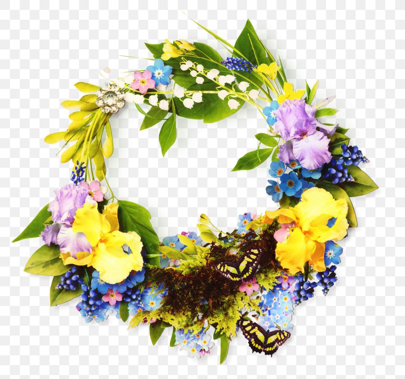 Floral Design Wreath Cut Flowers Yellow, PNG, 799x768px, 1 Record, Floral Design, Artificial Flower, Borage Family, Christmas Decoration Download Free
