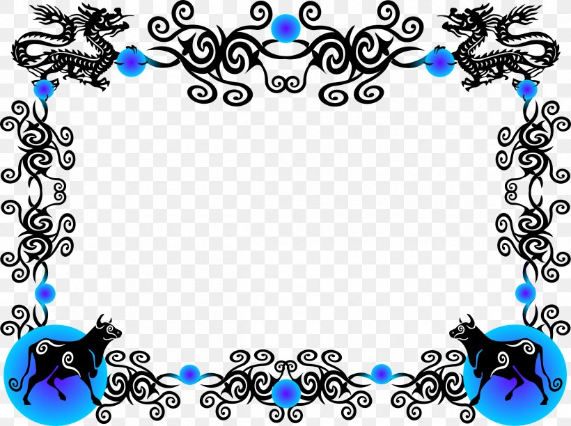 China Borders And Frames Chinese Dragon Clip Art, PNG, 2400x1793px, China, Art, Black And White, Blue, Body Jewelry Download Free