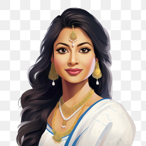 Indian Woman - Woman In Traditional Attire Illustration PNG