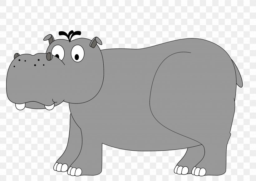 Hippopotamus Clip Art Image Cartoon Copyright, PNG, 3508x2480px, Hippopotamus, Animal, Animal Figure, Bear, Black And White Download Free