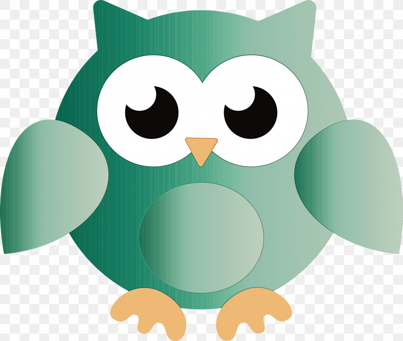 Beak Birds Green Cartoon Owl M, PNG, 3000x2543px, Cartoon Owl, Beak, Biology, Bird Of Prey, Birds Download Free