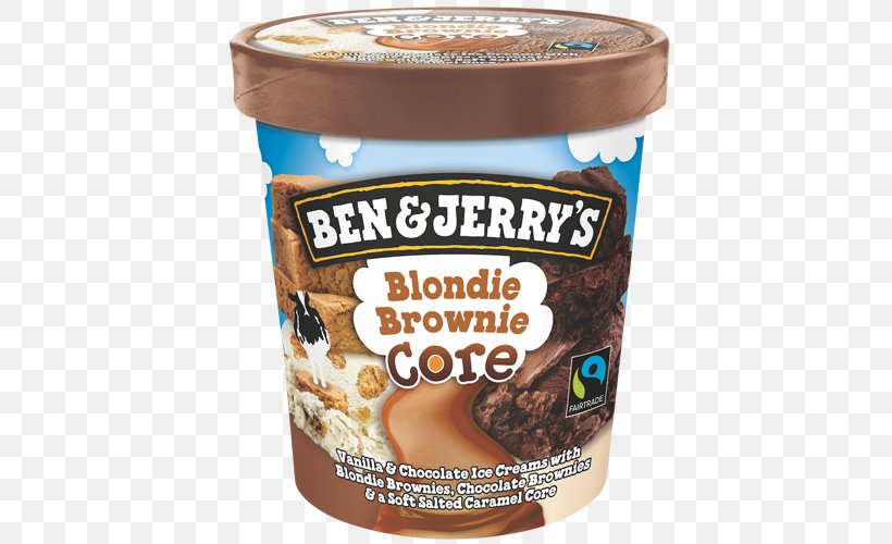 Ice Cream Peanut Butter Chocolate Brownie Blondie Ben & Jerry's, PNG, 500x500px, Ice Cream, Blondie, Butter, Caramel, Chocolate Download Free