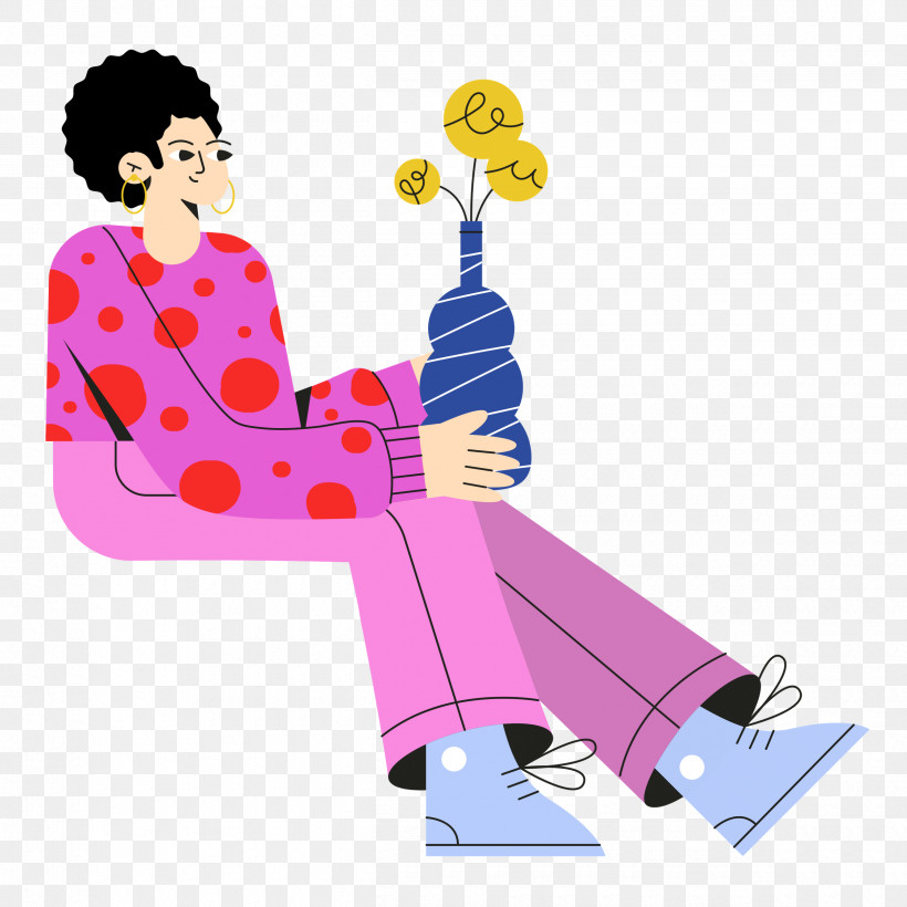 Lady Sitting On Chair, PNG, 2500x2500px, Lady, Behavior, Cartoon, Happiness, Hm Download Free