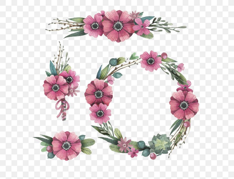 Watercolor: Flowers Wreath Crown, PNG, 626x626px, Watercolor Flowers, Artificial Flower, Crown, Cut Flowers, Decor Download Free