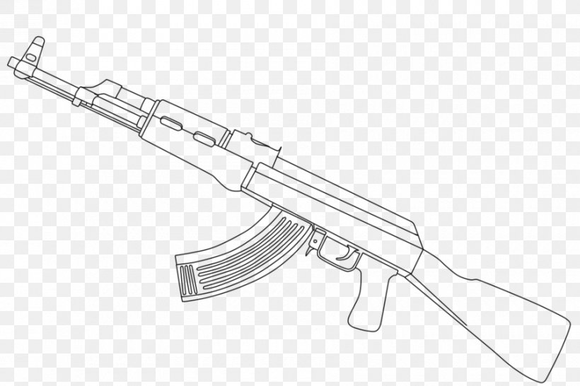 AK-47 Firearm Drawing Line Art Coloring Book, PNG, 900x600px, Watercolor, Cartoon, Flower, Frame, Heart Download Free