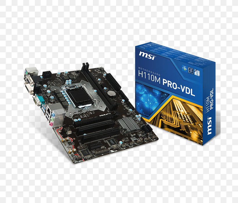 Intel Motherboard LGA 1151 MicroATX MSI H110M PRO-VDL, PNG, 700x700px, Intel, Asrock H110mhdv, Atx, Computer Component, Computer Hardware Download Free
