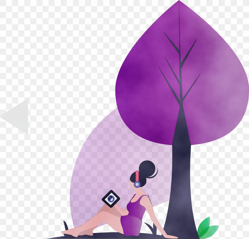 Violet Purple Cartoon Tree Plant, PNG, 3000x2876px, Video Streaming, Cartoon, Paint, Plant, Purple Download Free
