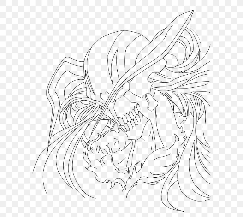 Ichigo Kurosaki Line Art Drawing Hollow, PNG, 600x733px, Watercolor, Cartoon, Flower, Frame, Heart Download Free