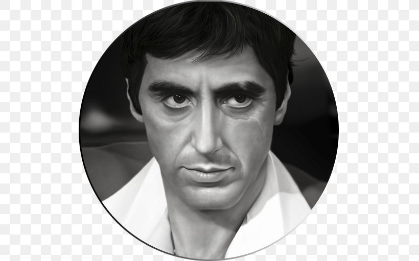 Al Pacino Tony Montana Scarface Portrait Drawing, PNG, 512x512px, Al Pacino, Black And White, Brian De Palma, Cheek, Chin Download Free