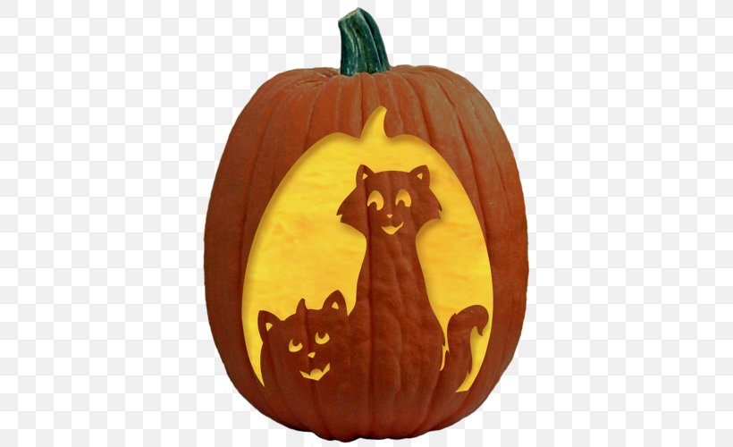 Black Cat Halloween, PNG, 500x500px, Jackolantern, Black Cat, Calabaza, Carving, Cat Download Free
