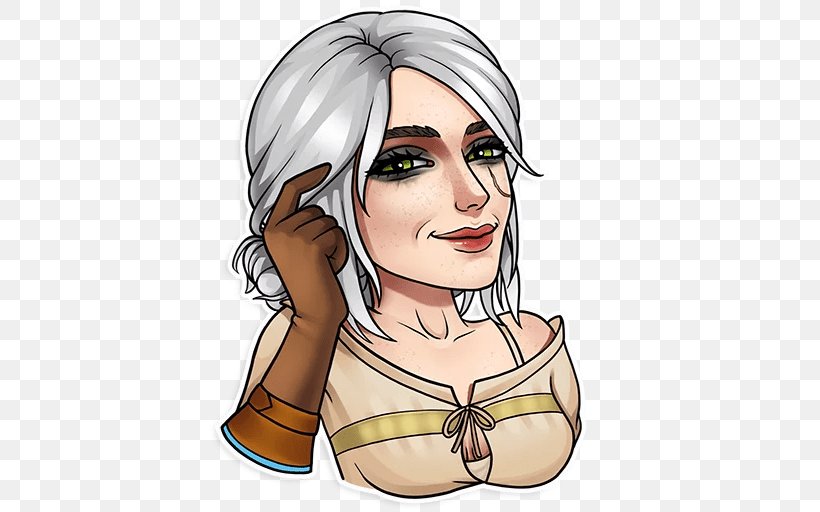 The Witcher Telegram Sticker Hair Illustration, PNG, 512x512px, Watercolor, Cartoon, Flower, Frame, Heart Download Free