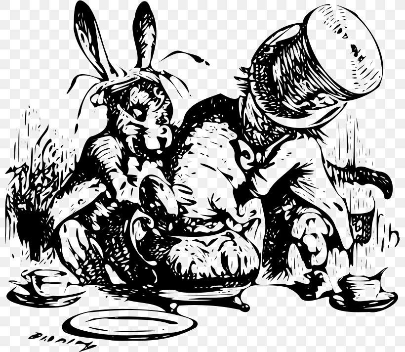 Mad Hatter Alice's Adventures In Wonderland The Dormouse White Rabbit March Hare, PNG, 800x712px, Mad Hatter, Alice, Alice In Wonderland, Art, Black And White Download Free