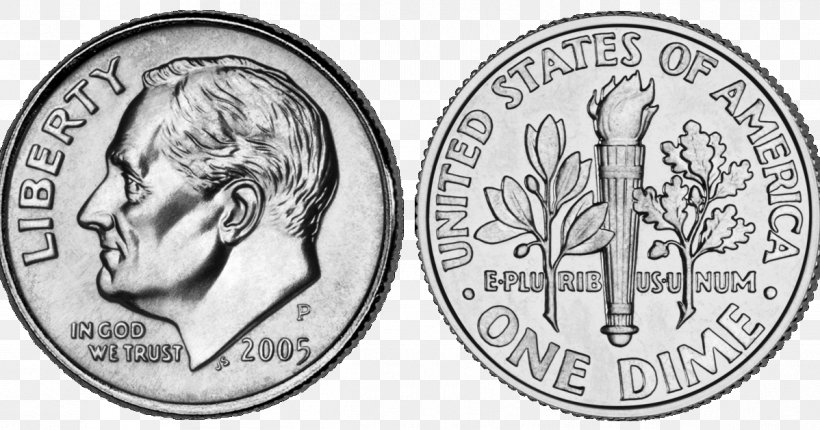 United States Dollar Roosevelt Dime Penny, PNG, 1198x629px, United States, Black And White, Cent, Coin, Currency Download Free
