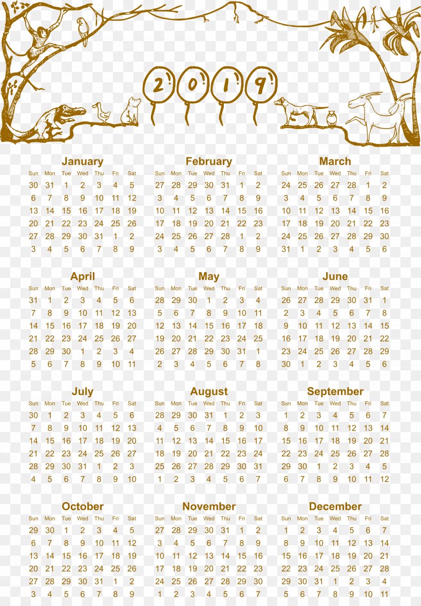 Printable 2019 Calendar One Page With Holidays In, PNG, 2088x3000px, Calendar, Author, Daoguang Emperor, Jiaqing Emperor, Poster Download Free