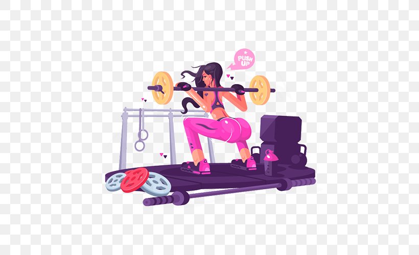 Fitness Centre Weight Training Squat Illustration, PNG, 500x500px, Fitness Centre, Art, Barbell, Cartoon, Drawing Download Free