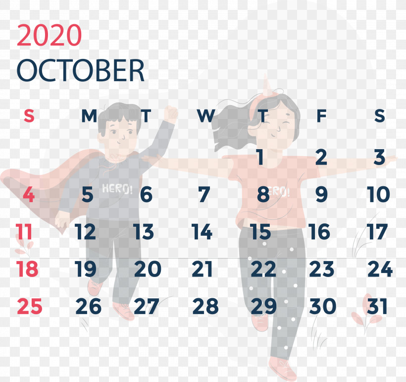 October 2020 Calendar October 2020 Printable Calendar, PNG, 3000x2822px, October 2020 Calendar, Angle, Area, Calendar System, December Download Free