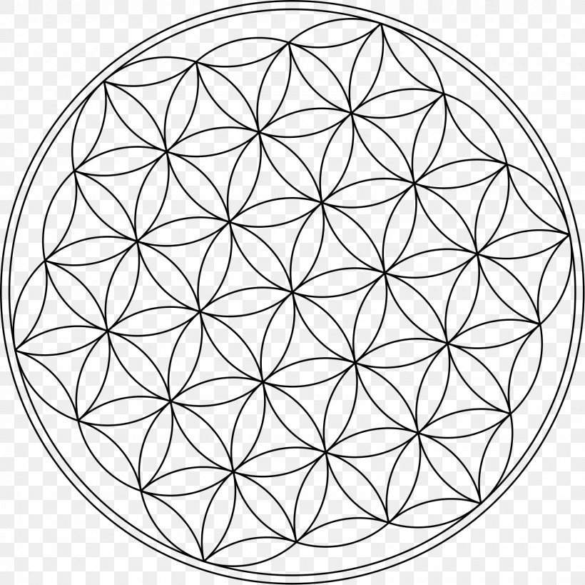 Overlapping Circles Grid Symbol Sacred Geometry Clip Art, PNG, 1600x1600px, Overlapping Circles Grid, Area, Art, Black And White, Flower Download Free