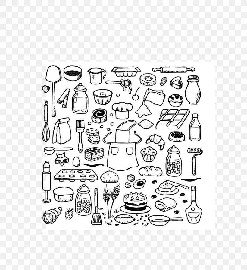 Bakery Drawing Doodle Cooking, PNG, 879x960px, Bakery, Area, Black And White, Bread, Cake Download Free