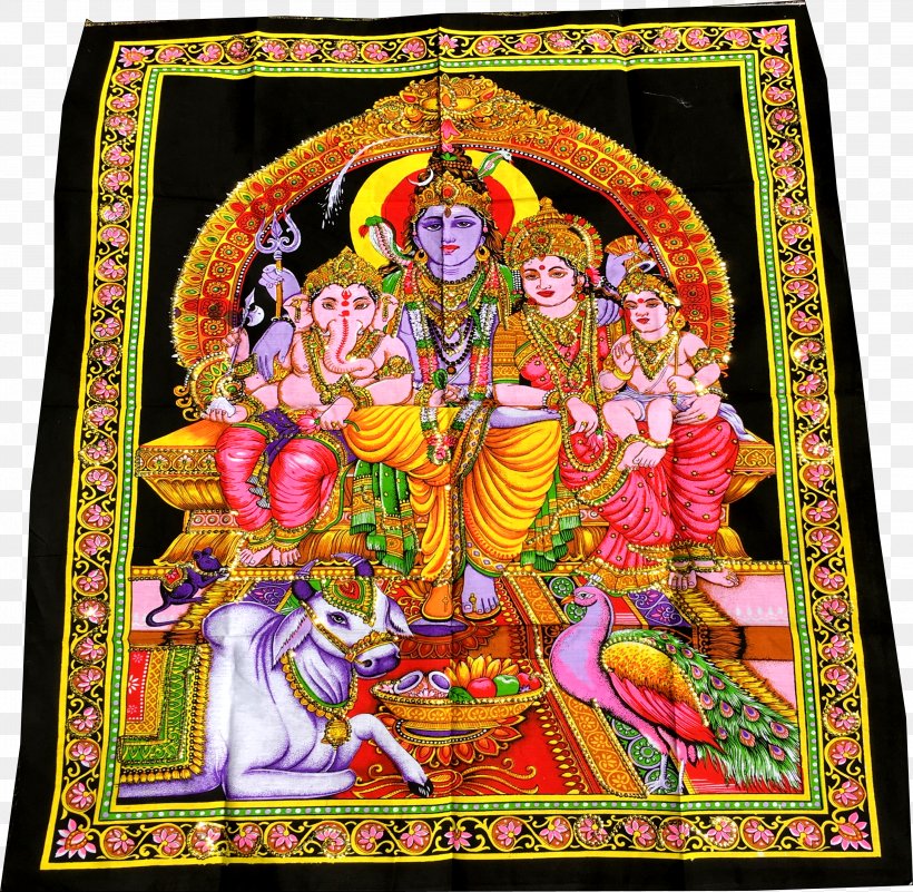 Shiva Parvati Ganesha Art Textile, PNG, 2994x2925px, Shiva, Art, Cloth Napkins, Craft, Damask Download Free