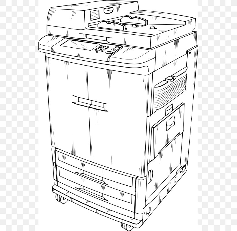 Photocopier Drawing Clip Art, PNG, 553x800px, Photocopier, Area, Artwork, Black And White, Copying Download Free